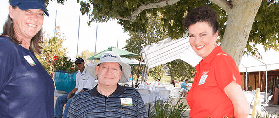 Golf 4 Life 20222 guest speaker and stroke survivor Chris Wilder, wife Kate, and Deb Shaw